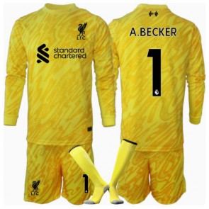 Liverpool Alisson Becker #1 Brankářské Dětské Alternativní dres komplet 2024-25 Dlouhý Rukáv (+ trenýrky)